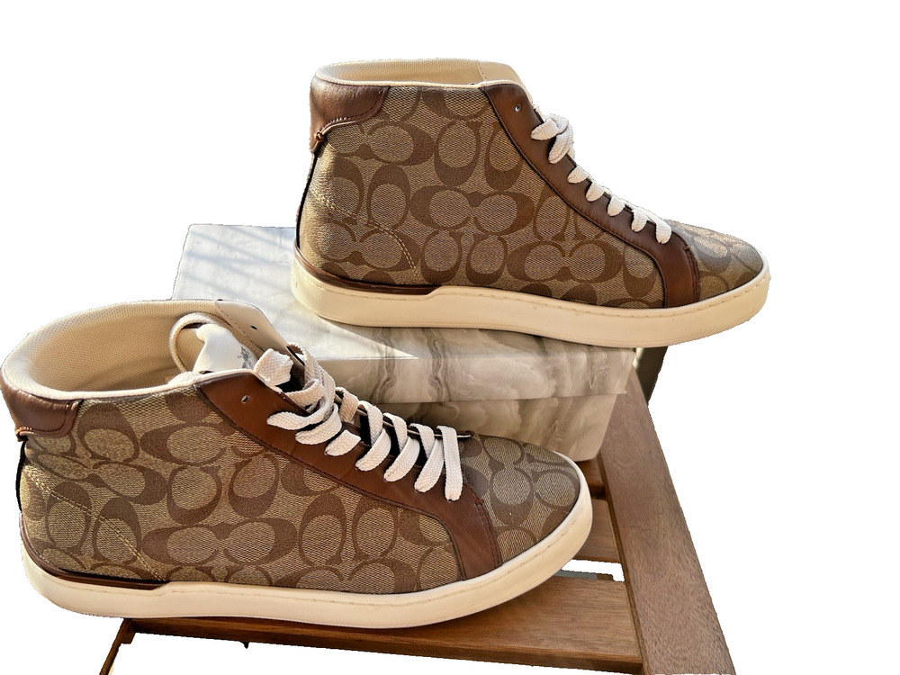 Coach Signature Monogram HighTop sneakers Mens 10.5(44)womens 12 retro classic